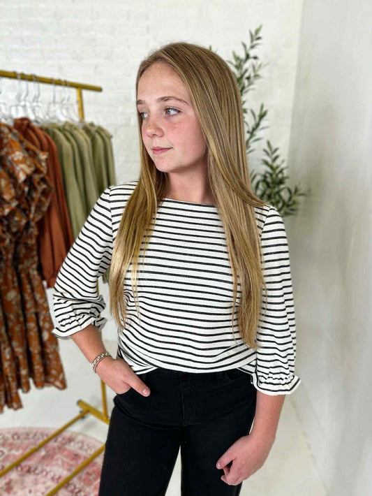 Mallory Top in Black Stripe