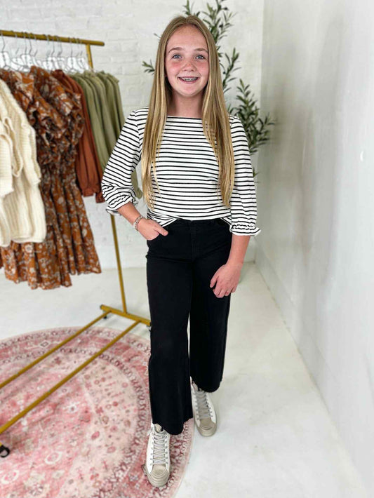 High Rise Crop Wide Leg Jean in Black