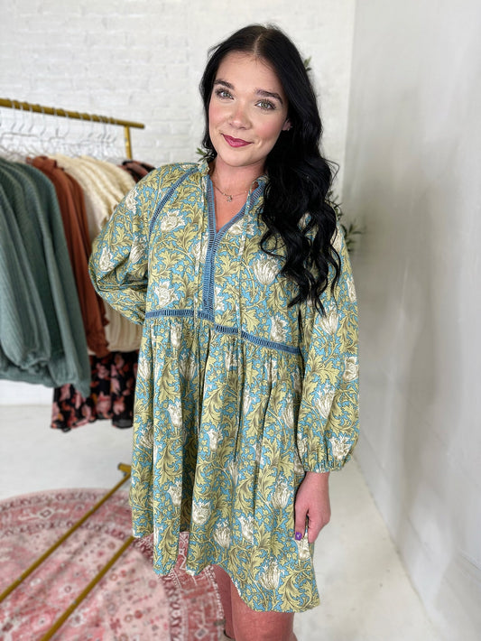 Harper Dress in Blue Floral