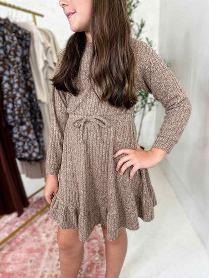 Ella Longsleeve Dress in Brown
