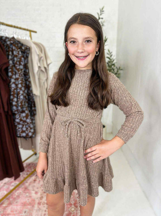 Ella Longsleeve Dress in Brown