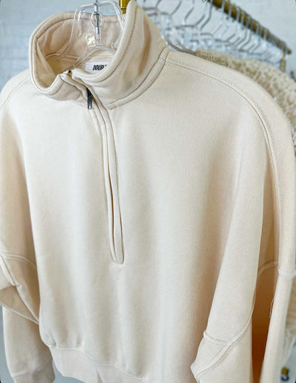 Sadie Half-Zip Sweatshirt in Cream