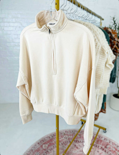 Sadie Half-Zip Sweatshirt in Cream