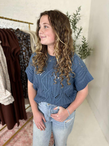 Sailor Blue Short Sleeve Sweater